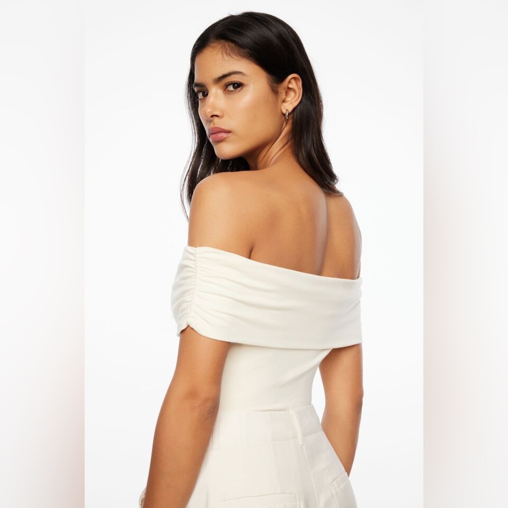 Off Shoulder Draped Bodysuit - Picture 2 of 5